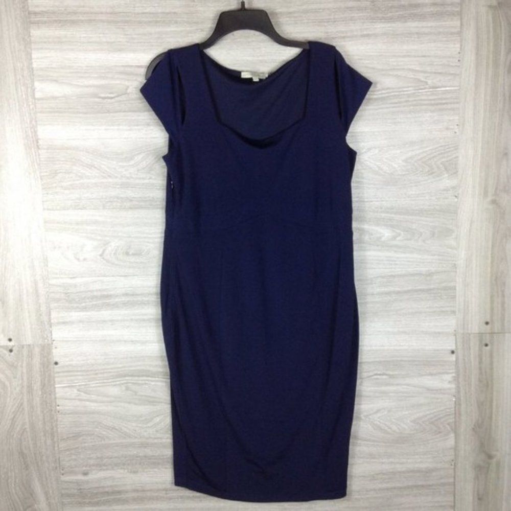 Kim & Kai Cap Sleeve Square Neck navy blue maternity Dress size L